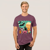 T-shirt En Tri-matière Modern Retro Wave Halloween Collage Black Cat Bats (Recto plein)