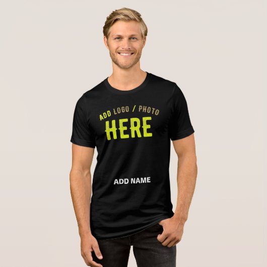 T-SHIRT  EN TRI-MATIÈRE MODERNE ET MODERNE PERSONNALISABLE NOIR VÉRIFIÉ (Recto plein)