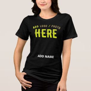 T-SHIRT EN TRI-MATIÈRE MODERNE ET MODERNE PERSONNALISABLE NOIR VÉRIFIÉ
