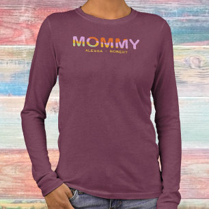 T-shirt En Tri-matière Mommy Custom Kids Noms Rétro Couleurs Minimaliste