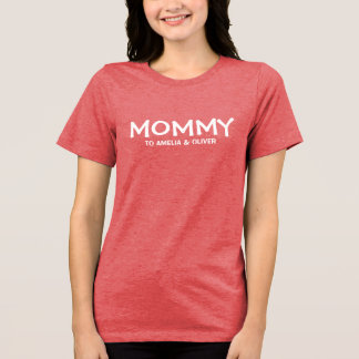 T-shirt En Tri-matière Mommy Mom & Kids Names Personalized Gift