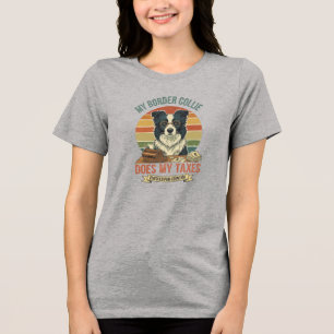 T-shirt En Tri-matière Mon Border Collie fait ma déclaration d'impôts