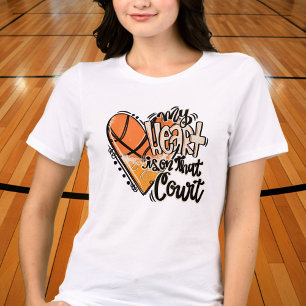 T-shirt En Tri-matière Mon cœur est sur le terrain de basket Maman Nana d