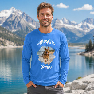 T-shirt En Tri-matière Mon thérapeute a des pattes photo de chien bleu ro