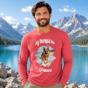 T-shirt En Tri-matière Mon thérapeute a des pattes photo de chien rouge