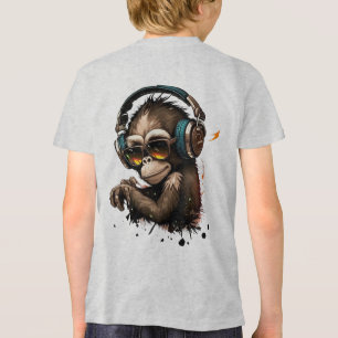 T-shirt En Tri-matière Monkey Portant des lunettes et des écouteurs dans 