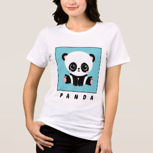 T-shirt En Tri-matière Monogram Cute Panda Personnalisé Bubble Gum Bleu