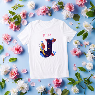 T-shirt En Tri-matière Monogramme Artistique - Lettre J Cadeau d'Annivers