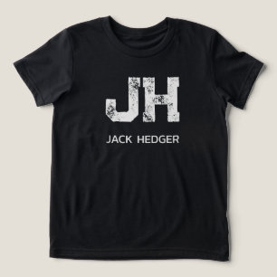 T-SHIRT EN TRI-MATIÈRE MONOGRAMME NOM À DEUX LETTRES BLANC MINIMALISTE NO