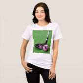 T-shirt En Tri-matière Monogramme personnalisé Fancy Script Pink Golf Bal (Recto plein)