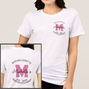 T-shirt En Tri-matière Monogramme rose Moderne Bachelorette Mariée