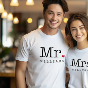 T-shirt En Tri-matière Monsieur Monogramme Cœur Nom de Famille Mariage