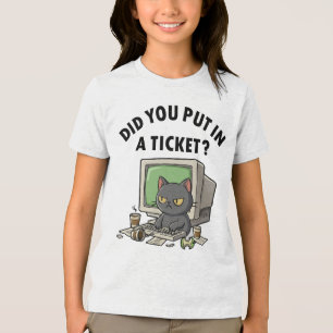 T-shirt En Tri-matière Moody helpdesk cat demande si vous avez mis un tic