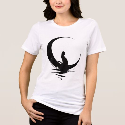 T-shirt En Tri-matière Moon Cat T-Shirt – Witchy Celestial Black Cat Grap (Recto)
