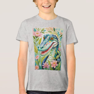 T-shirt En Tri-matière Mosaïque florale d'alligator drôle