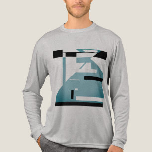T-shirt En Tri-matière Motif Abstrait de l'Art Tribal Noir Ombré Turquois