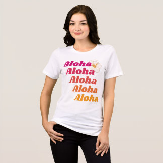 T-shirt En Tri-matière Motif Aloha Hibiscus Rose Orange Hawaii Floral