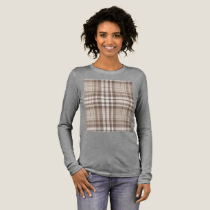 T-shirt En Tri-matière Motif carreaux ton terre neutre Tartan