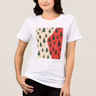 T-shirt En Tri-matière Motif d'arbres de Noël rouges et verts vintage