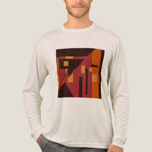 T-shirt En Tri-matière Motif d'art géométrique Or Bourgogne Orange Noir