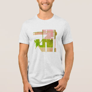 T-shirt En Tri-matière Motif d'Art Tribal Géométrique Rose Vert, Petit