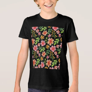 T-shirt En Tri-matière Motif de fleurs roses à l'aquarelle-69677