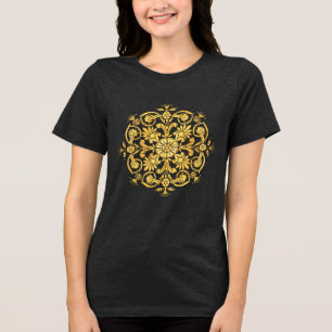 T-shirt En Tri-matière Motif floral or et noir