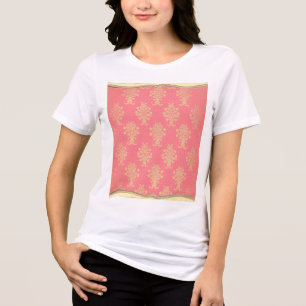 T-shirt En Tri-matière Motif Floral Rose Et Or