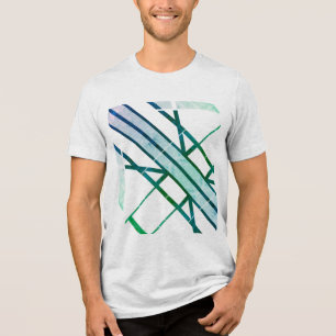 T-shirt En Tri-matière Motif géométrique diagonal vert gris de style MCM