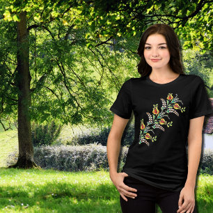 T-shirt En Tri-matière motifs floraux hongrois blancs jaunes