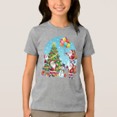 T-shirt En Tri-matière **“Multi-Santa Christmas Fun – 3D Cartoon Transpar (Recto)