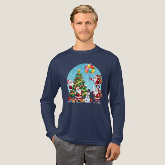 T-shirt En Tri-matière **“Multi-Santa Christmas Fun – 3D Cartoon Transpar (Recto complet)