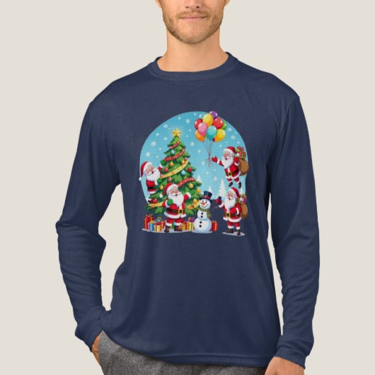T-shirt En Tri-matière **“Multi-Santa Christmas Fun – 3D Cartoon Transpar (Recto)