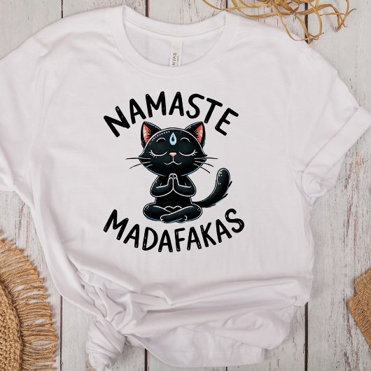 T-shirt En Tri-matière "Namaste Madafakas" Amusants Amoureux de les chats