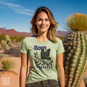 T-shirt En Tri-matière Né de nouveau Christian Jesus Butterfly Motif Insp