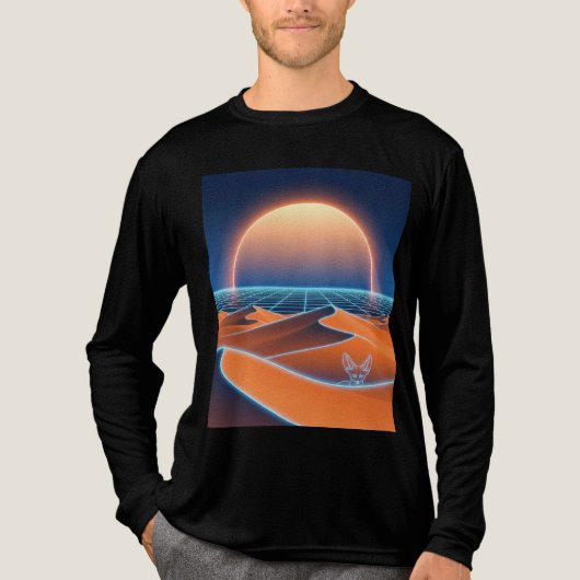 T-shirt En Tri-matière Neon Dunes - Synthwave Desert Fox Horizon (Recto)