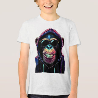 T-shirt En Tri-matière Neon Vibe – Stylish Chimpanzee in Hoodie and Sungl