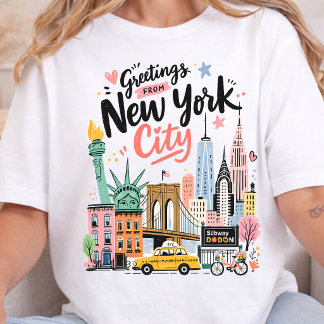 T-shirt En Tri-matière New York City Vintage NYC Skyline