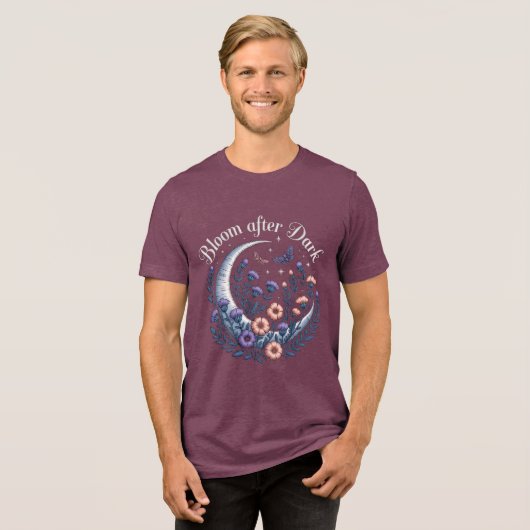 T-shirt En Tri-matière Night Garden Faux Embroidered Moon with Moths (Recto plein)