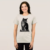 T-shirt En Tri-matière Noble Feline Woodcut Style (Recto plein)