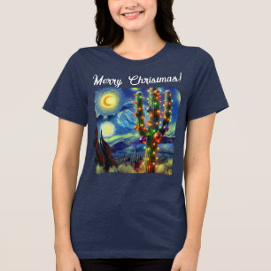 T-shirt En Tri-matière Noël dans le désert Sud-Ouest Saguaro Cactus