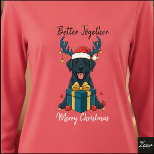 T-shirt En Tri-matière Noël Graphique Cadeau Labador Noir Renne