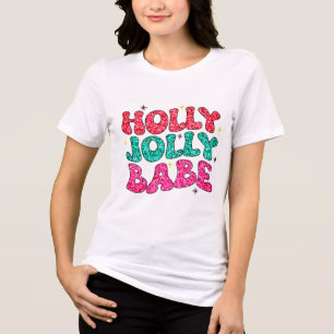 T-shirt En Tri-matière Noël Holly Jolly Babe Parties scintillant moderne 
