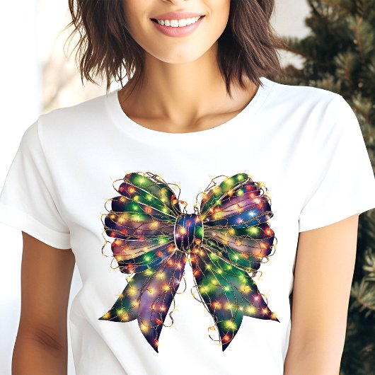 T-shirt En Tri-matière Noël Lumières Bow Retro Holiday
