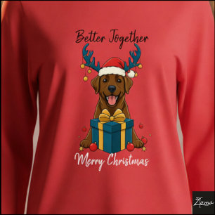 T-shirt En Tri-matière Noël Marron Labrador Cadeau Graphique Renne