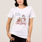 T-shirt En Tri-matière Noël mignon Snowman Nom monogramme Famille (Recto)