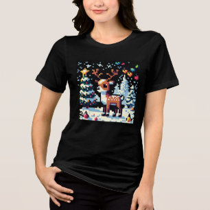 T-shirt En Tri-matière Noël Reinder Winter Wonderland Pixel Art