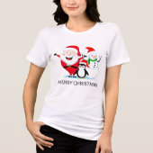 T-shirt En Tri-matière Noël Santa Claus Snowman et Penguin (Recto)