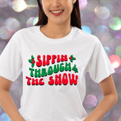 T-shirt En Tri-matière Noël Sippin À Travers La Neige Drôle Hiver