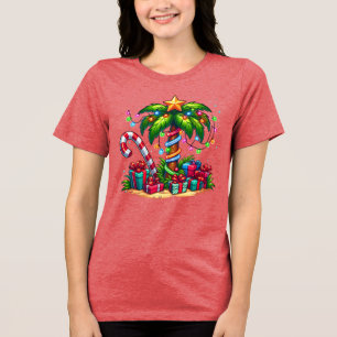 T-shirt En Tri-matière Noël Tropical Vacances Palmier